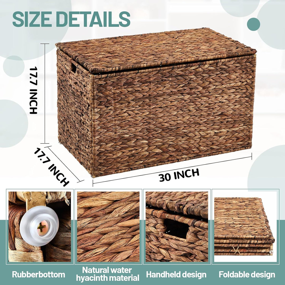 Brown Large Water‑Hyacinth Wicker Storage Trunk
