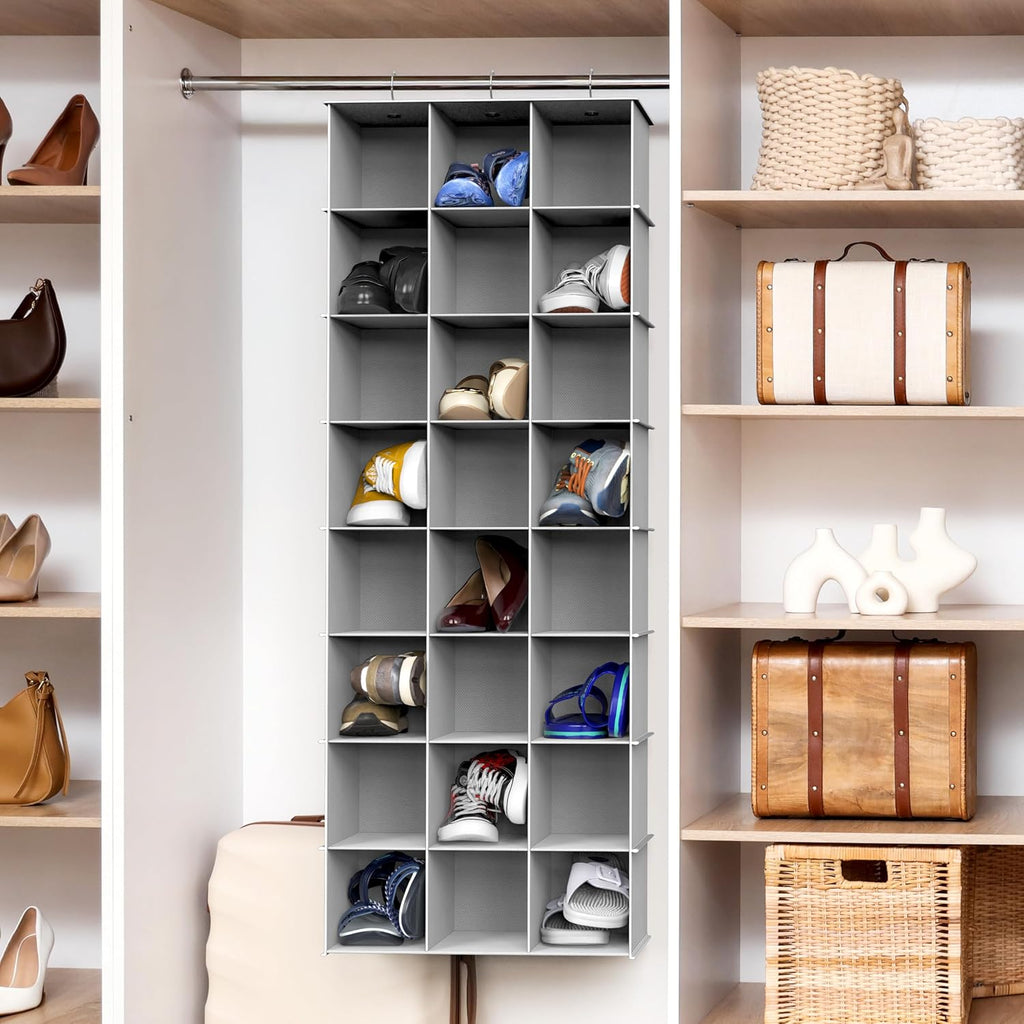 Gray Hanging Closet Shoe Storage Organizer