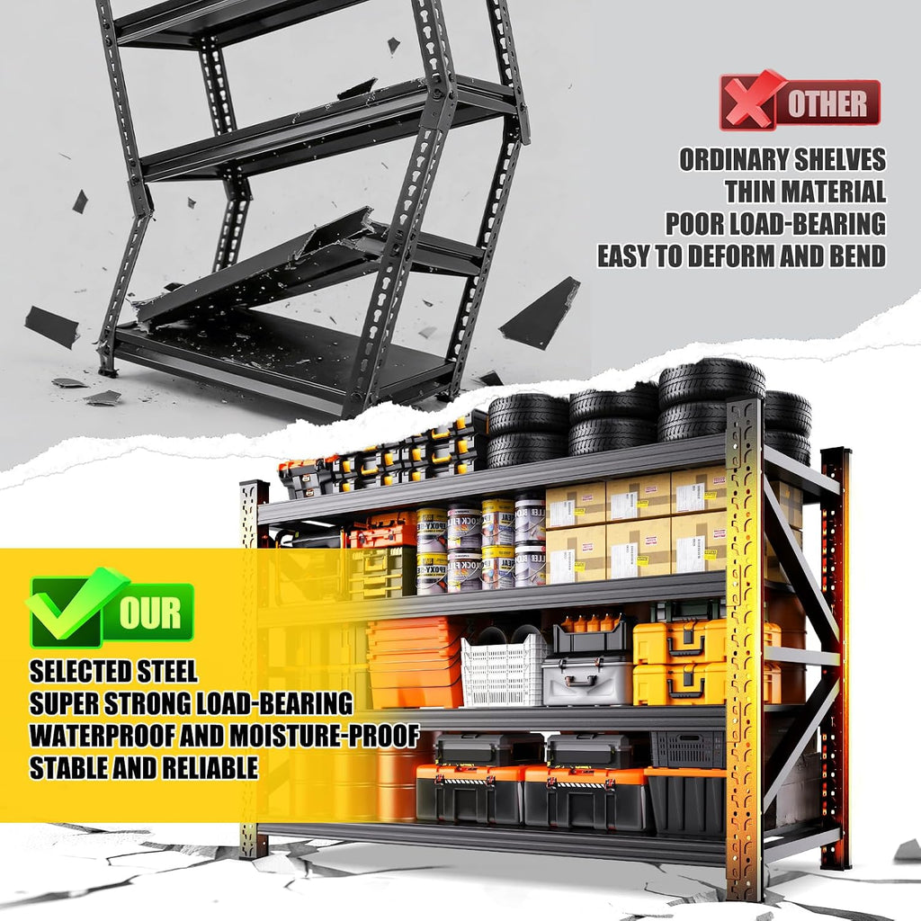 Black 4‑Tier Heavy‑Duty Metal Garage Storage Shelving