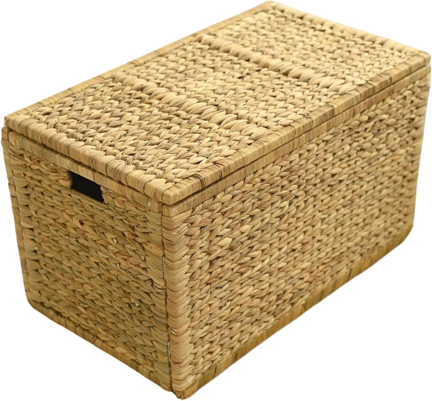Natural Handwoven Wicker Storage Trunk With Lid
