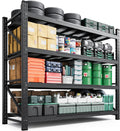 Black 4‑Tier Heavy‑Duty Adjustable Metal Garage Shelving