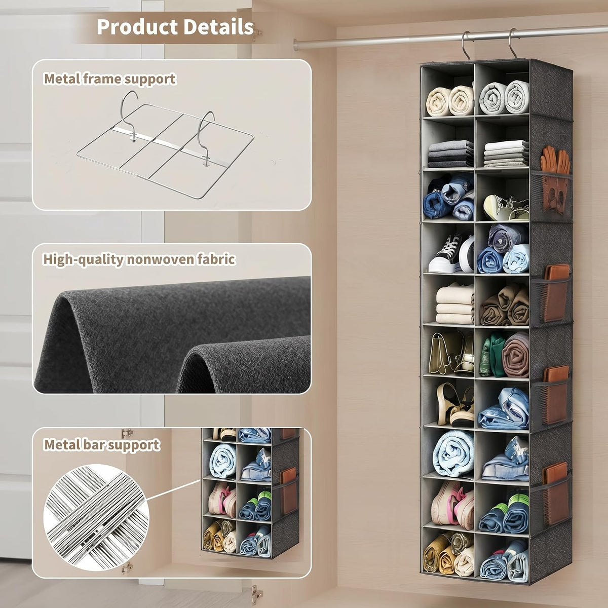 Foldable Hanging Closet Shoe Storage Organizer