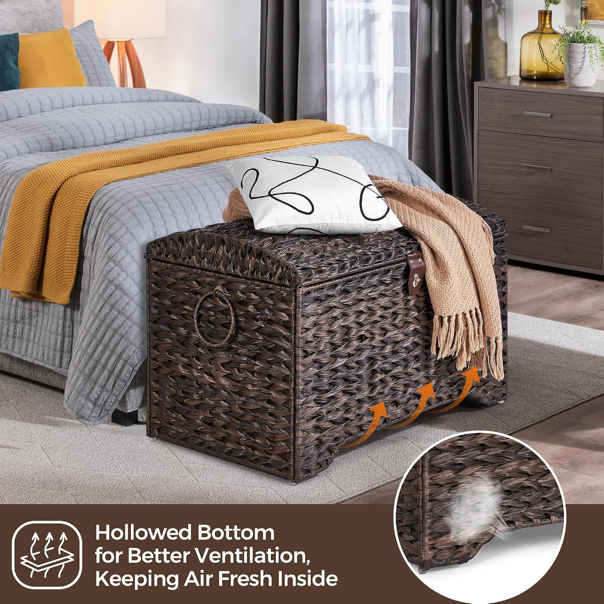 Large Hand‑Woven Wicker Storage Trunk With Lid