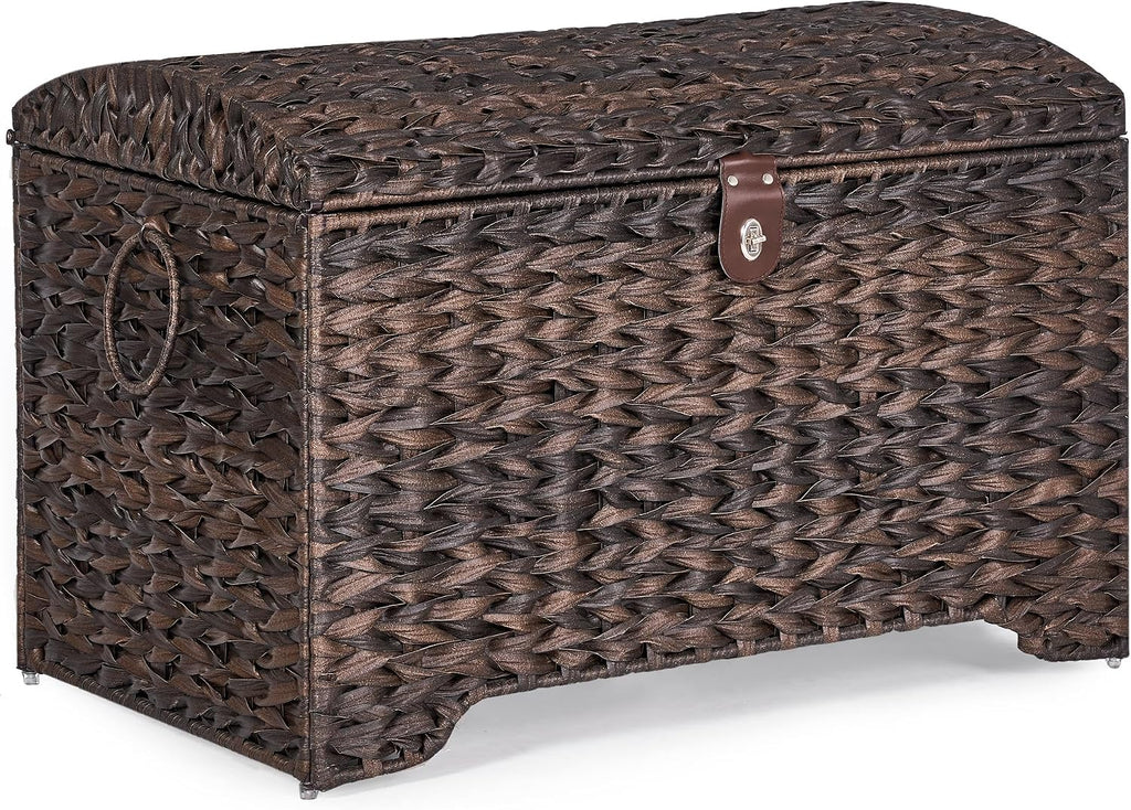 Large Hand‑Woven Wicker Storage Trunk With Lid