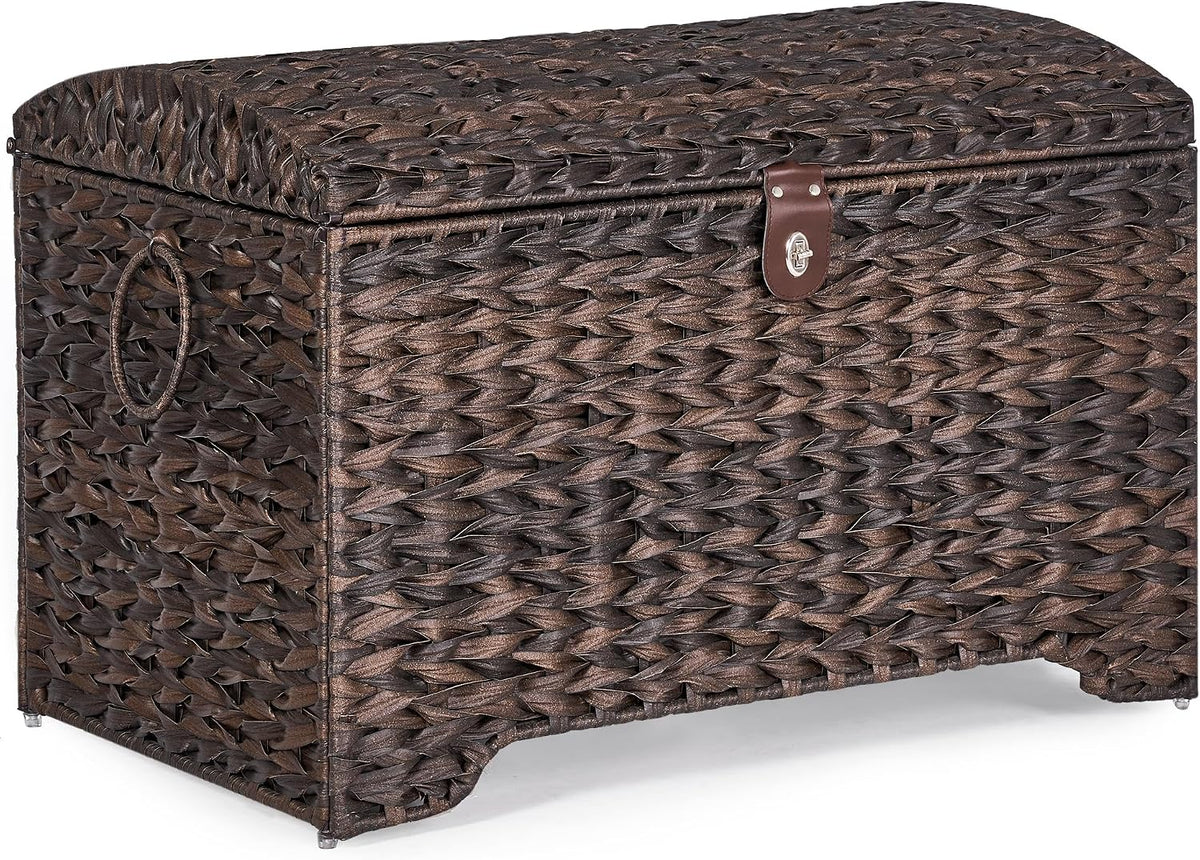 Large Hand‑Woven Wicker Storage Trunk With Lid