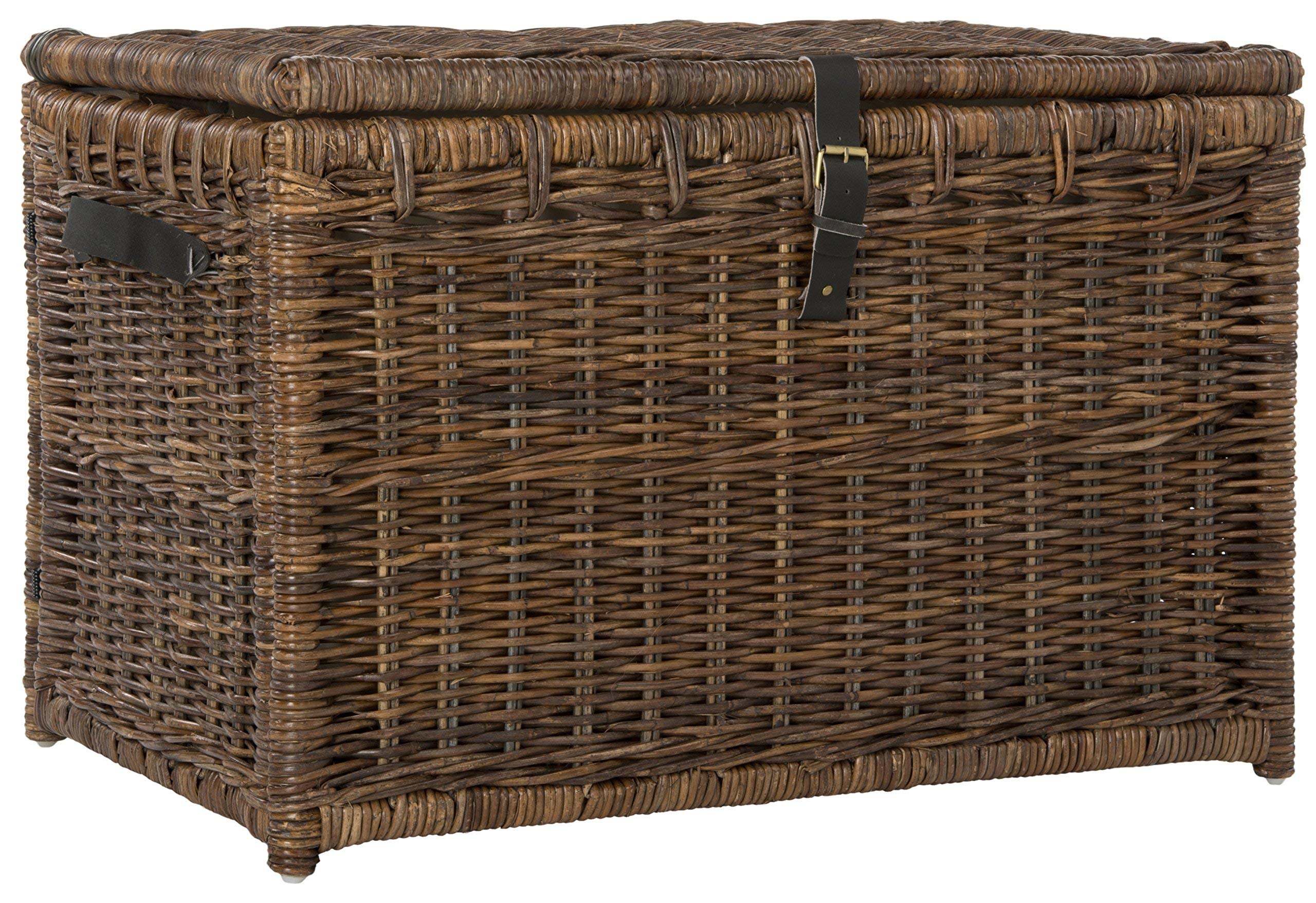 Brown Collapsible Large Wicker Storage Trunk Chest