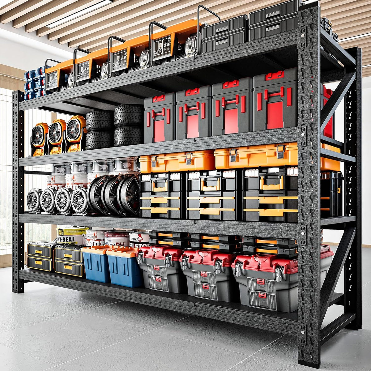Black Heavy‑Duty Adjustable Metal Garage Storage Shelving
