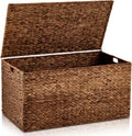 Brown Large Water‑Hyacinth Wicker Storage Trunk