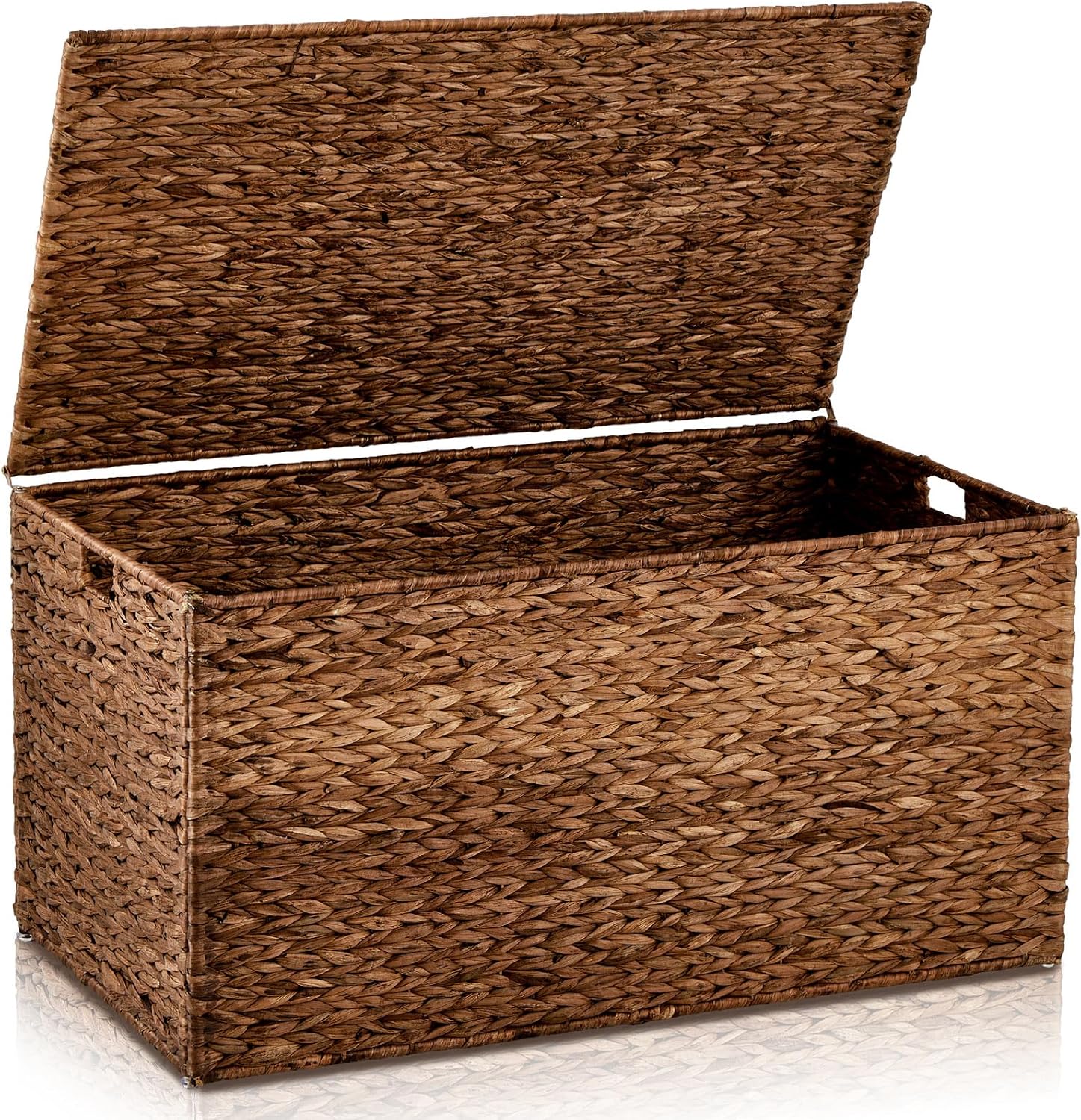 Brown Large Water‑Hyacinth Wicker Storage Trunk