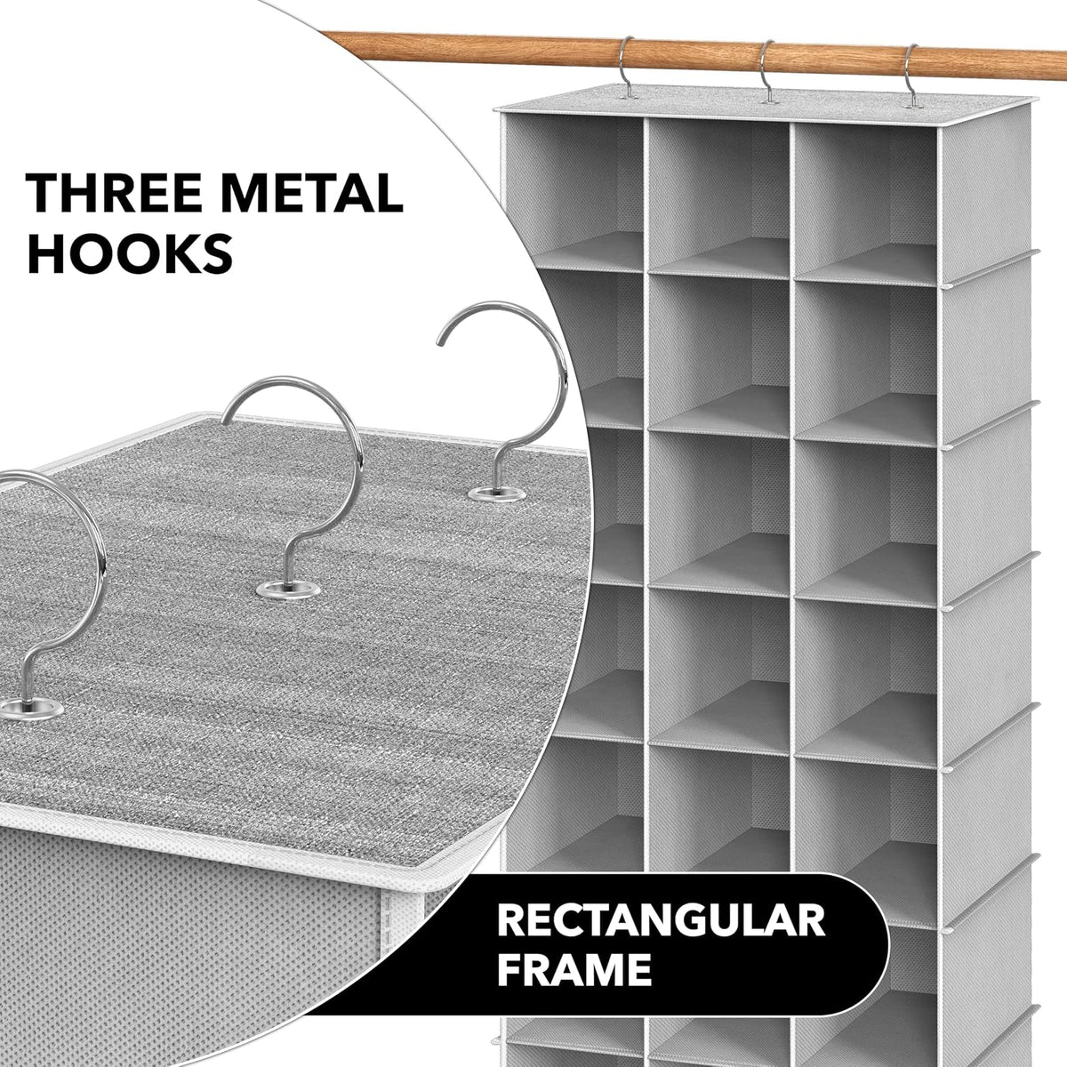 Gray Hanging Closet Shoe Storage Organizer