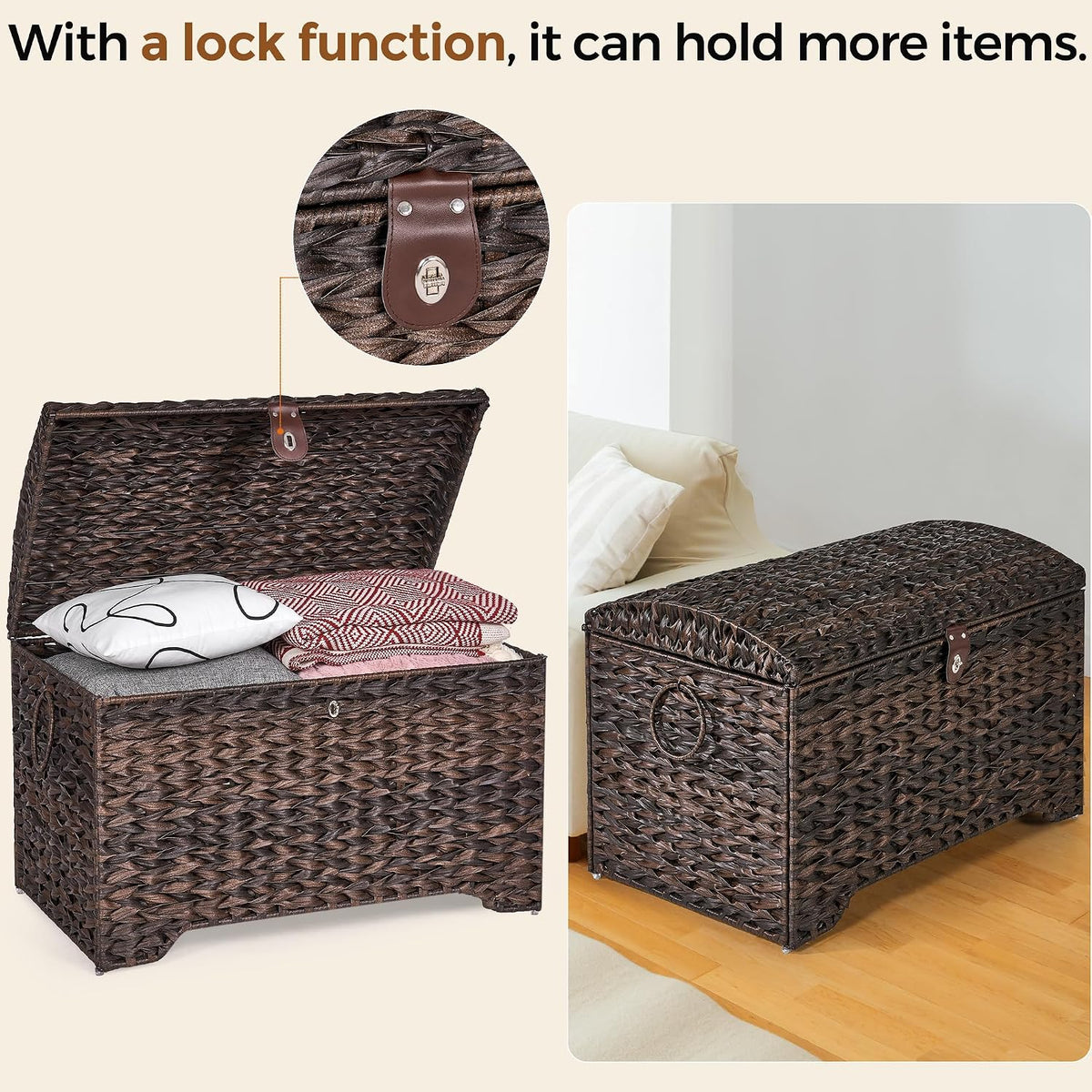 Large Hand‑Woven Wicker Storage Trunk With Lid