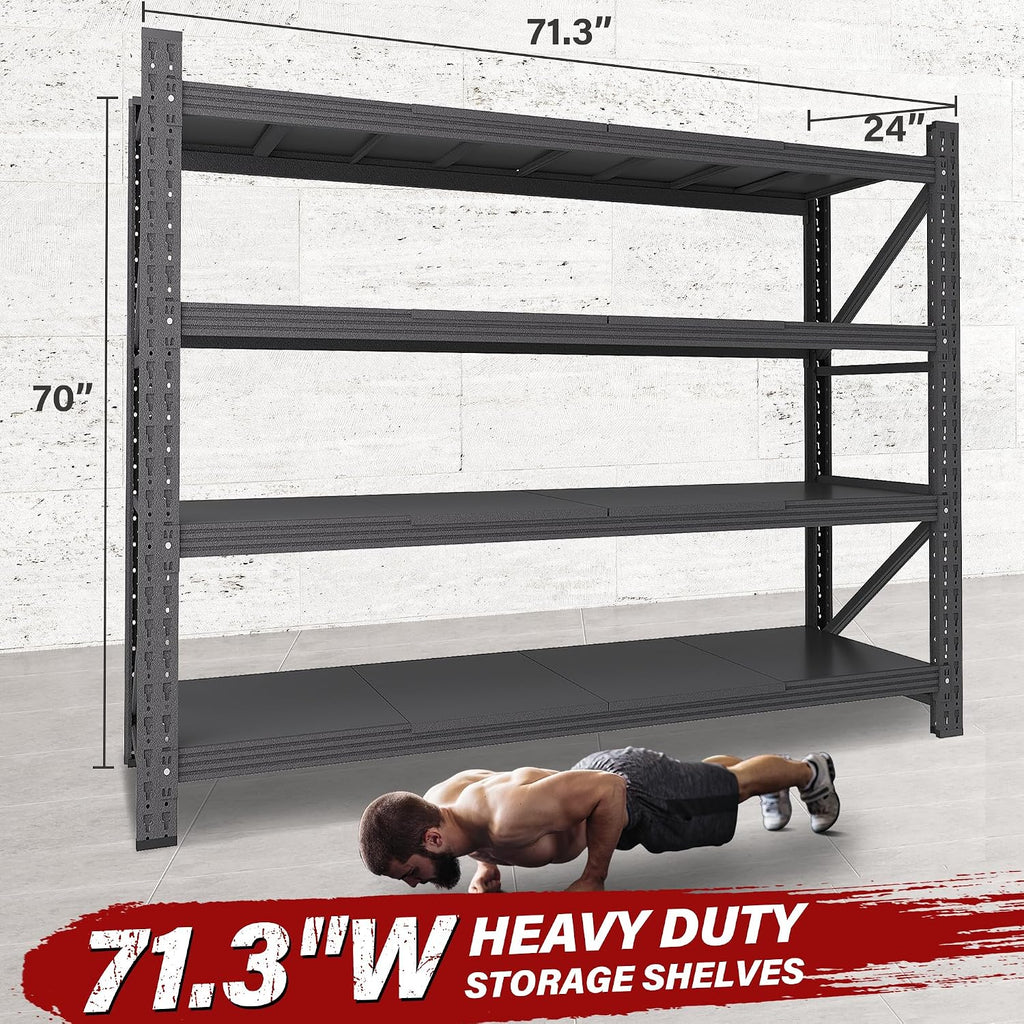 Black Heavy‑Duty Metal Garage Industrial Storage Shelving Rack