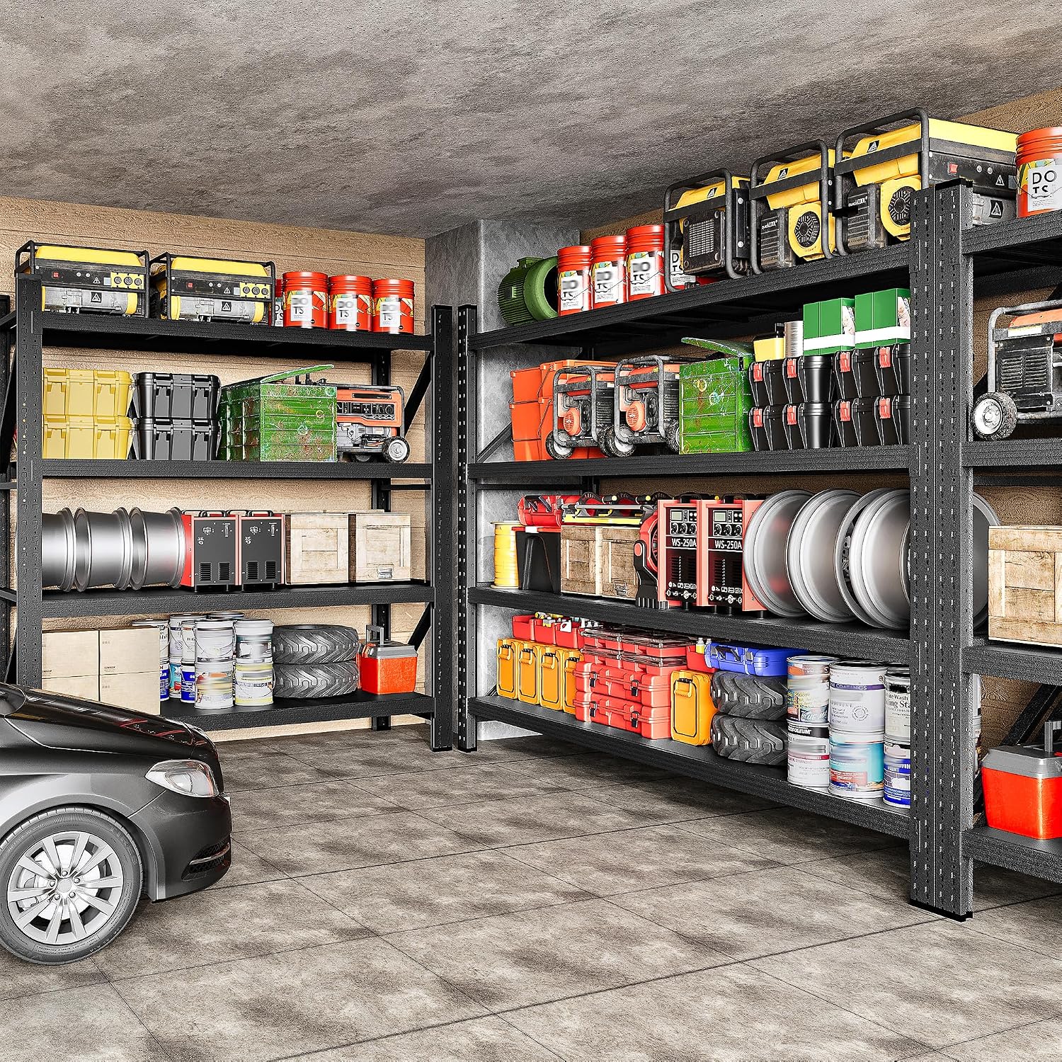 Black Heavy‑Duty Metal Garage Industrial Storage Shelving Rack